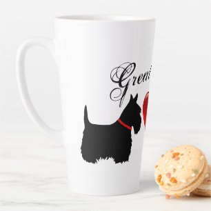 Tasse Latte "Grand Dieu !",Térrier écossais/cœur d'amour rouge