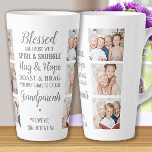 Tasse Latte Grand-Parents Citer Collage Photo Personnalisé