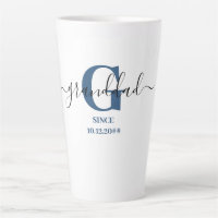 Grand-père Élégant Script Monogramme Bleu