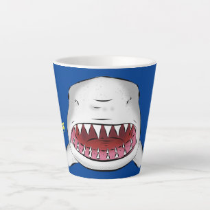 Tasse Latte Grand requin blanc moyen dessin animé