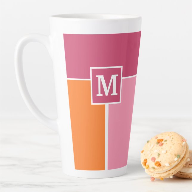 Tasse Latte Grandes bandes Feminine avec Monogramme (En situation)