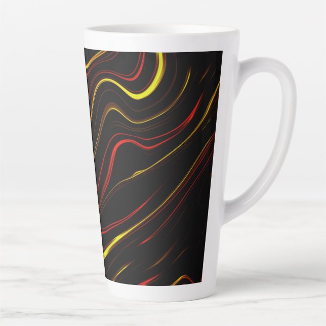 Tasse Latte Grandes traits rouge or long sur l'arrière - plan  (Droite)