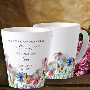 Tasse Latte Grandma Fleurs Poème Pays Fleur sauvage