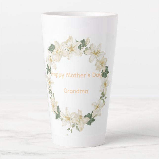 Tasse Latte Grandma Floral Mother’s Day Gift for Nana (Devant)