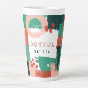 Tasse Latte Graphique abstrait moderne rouge, rose + vert joye