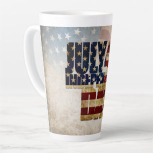 Tasse Latte Graphisme Grunge USA 4 juillet Indépendance