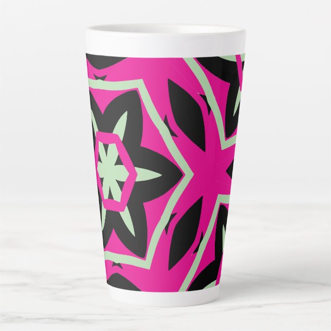 Tasse Latte Gras moderne noir rose vert (Devant)