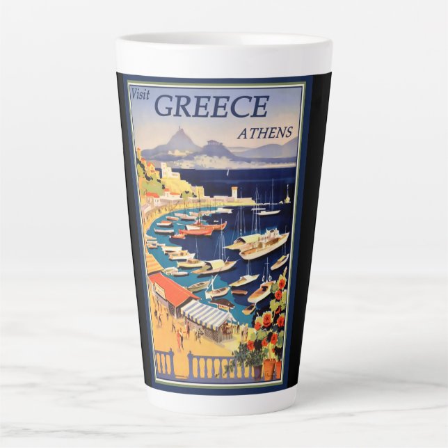 Tasse Latte Grèce Athènes Affiche de voyage (Devant)