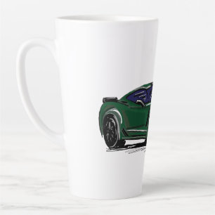 Tasse Latte Green C7 Sports Voiture Dessin À La Main