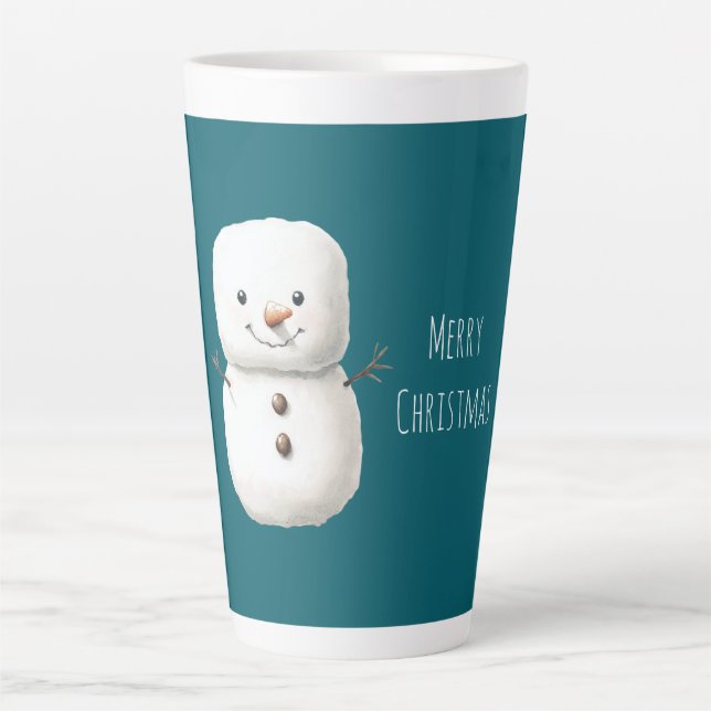 Tasse Latte Green Cute Christmas Snowman (Devant)