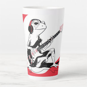 Tasse Latte Grenouille de guitare – Art animal musique cool