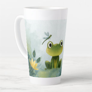 Tasse Latte Grenouille et Libellule Mignonnes – Illustration D