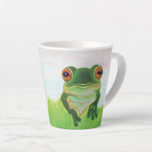 Tasse Latte Grenouille verte Se détendre dans l'étang petit
