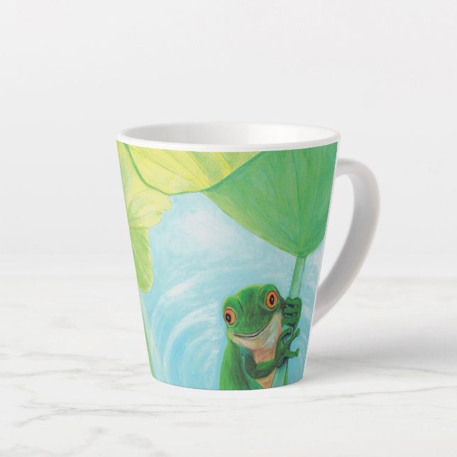 Tasse Latte Grenouille verte sous Pad Lily (Angle droit)