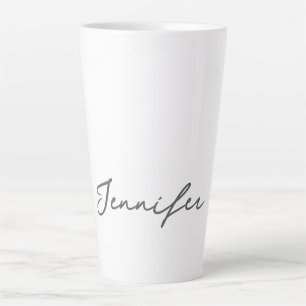 Tasse Latte Gris Blanc Moderne Minimaliste Écriture Manuscrite