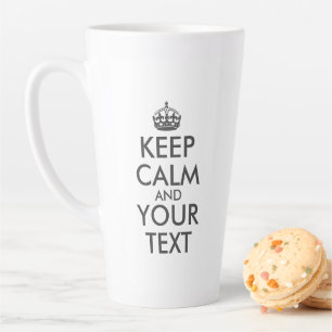 Tasse Latte Gris foncé Gardez le calme et votre texte