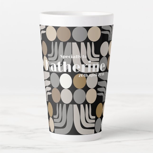 Tasse Latte Gris Noir Bohème (Devant)