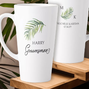 Tasse Latte Groomsman Palm Feuille de mariage cadeau de fête d