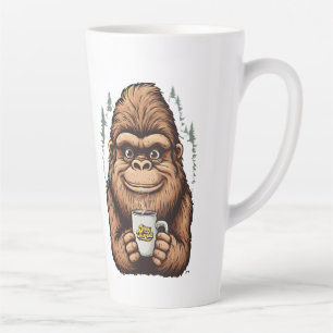 Tasse Latte Gros Pied mignon buvant du café Sasquatch drôle