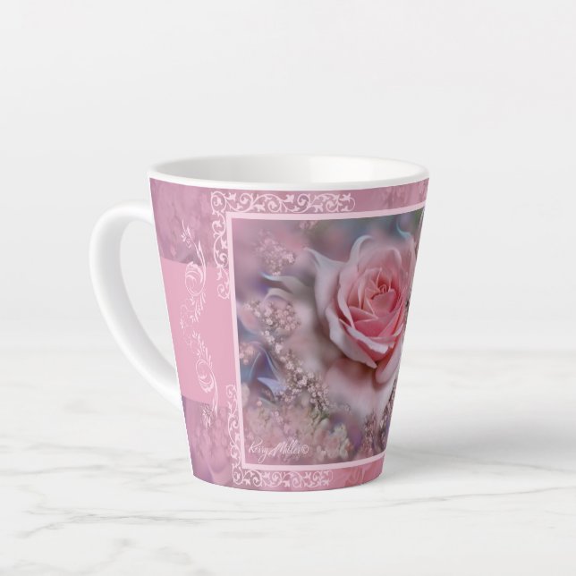 Tasse Latte Grosse pâte en latte rose (Angle gauche)