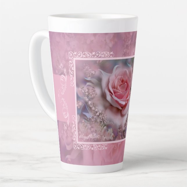 Tasse Latte Grosse pâte en latte rose (Angle gauche)