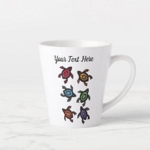 Tasse Latte Groupe de tortues Abstraites noires Coques colorée