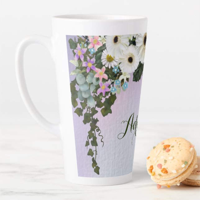 Tasse Latte Guirlande de gerbera (En situation)