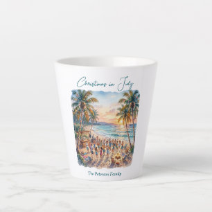 Tasse Latte Guirlandes lumineuses aux palmiers Fête Noël en ju