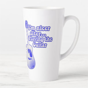 Tasse Latte Guitare bleue vintage avec une citation positive
