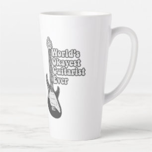 Tasse Latte Guitariste le plus correct du monde. noir et blanc