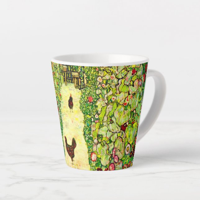 Tasse Latte Gustav Klimt Garden with Chickens (Angle droit)