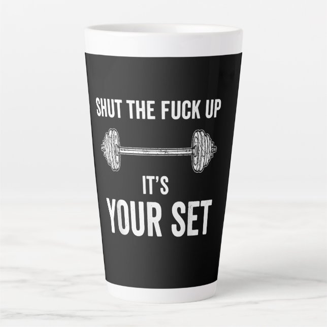 Tasse Latte Gymnase Amusant Son Devis De Votre Choix (Devant)