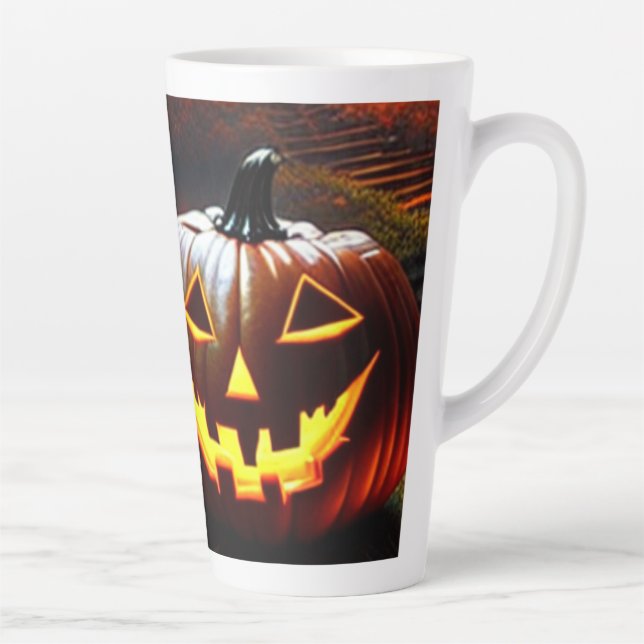 Tasse Latte Halloween/Citrouille/Automne (Droite)