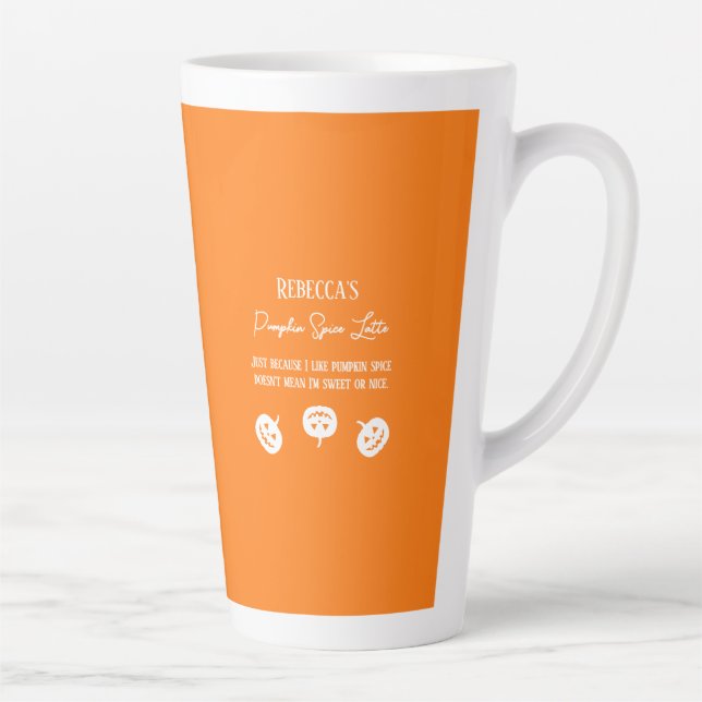 Tasse Latte Halloween Citrouille épice doux ou Nice (Droite)