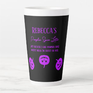 Tasse Latte Halloween Citrouille noir épice doux ou Nice