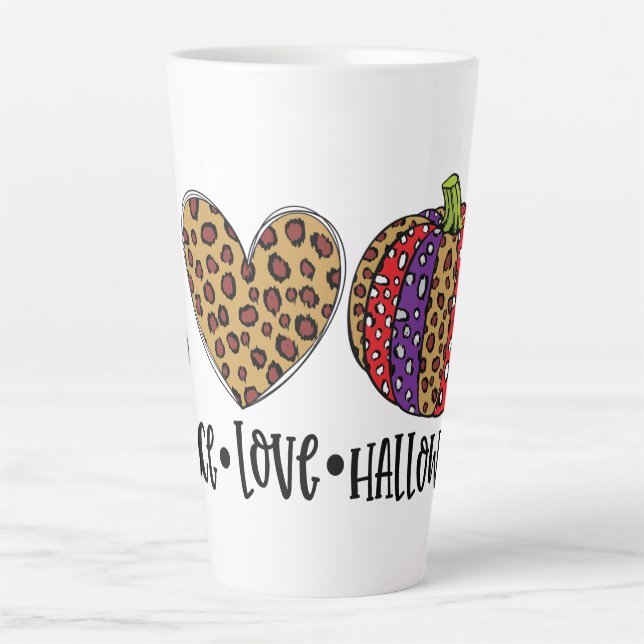 Tasse Latte Halloween de l'amour de la paix (Devant)