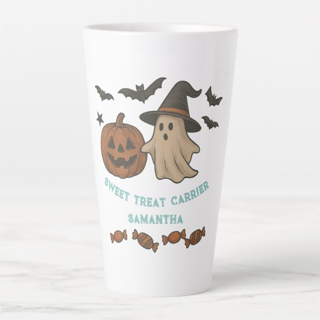 Tasse Latte Halloween éffrayant - Boos, chauves-souris et cure (Devant)