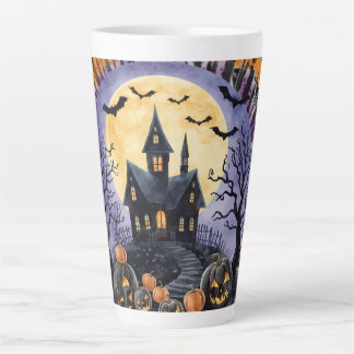Tasse Latte Halloween, Maison Hantée, Citrouilles Effrayantes,