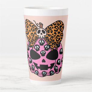 Tasse Latte Halloween, motif crâne, visage citrouille, moderne