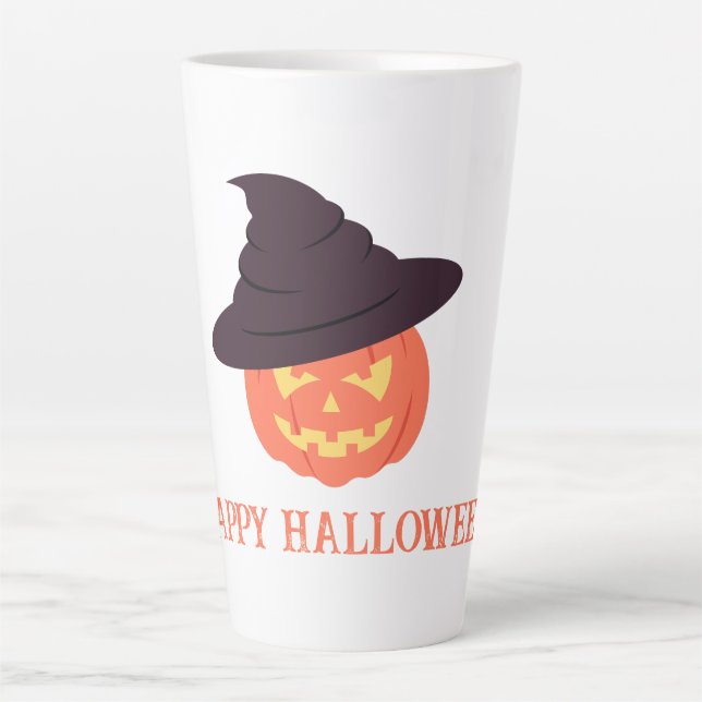 Tasse Latte Halloween rétro-orange Citrouille (Devant)