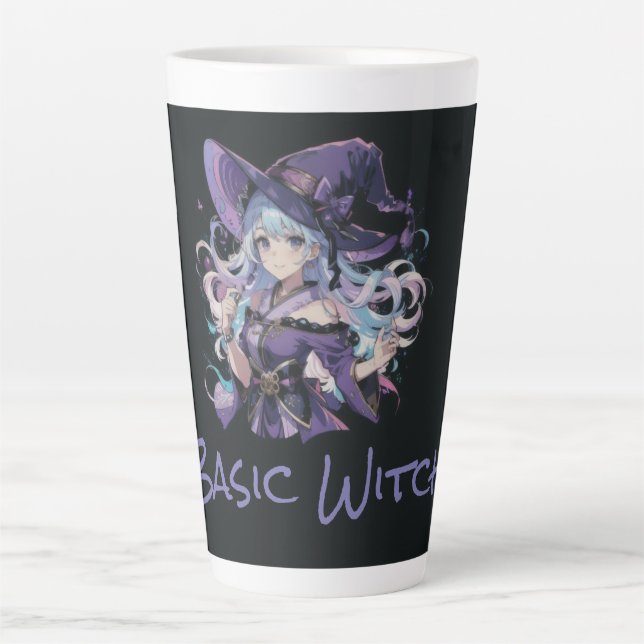 Tasse Latte Halloween/Sorcière/violet (Devant)