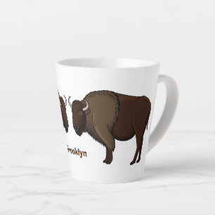 Tasse Latte Happy American bison buffalo illustration 