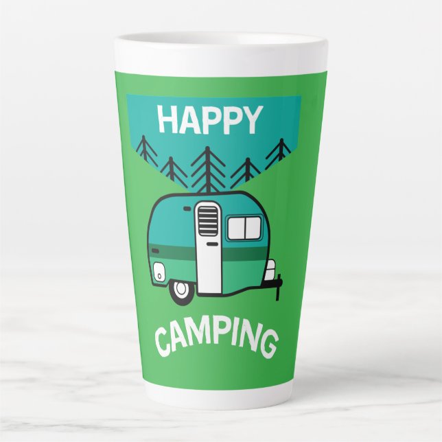 Tasse Latte Happy Campers | Caravaner | Camper Thlow Pillow Mu (Devant)