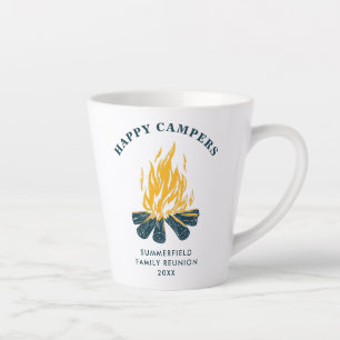 Tasse Latte Happy Campers Famille Réunion personnalisée
