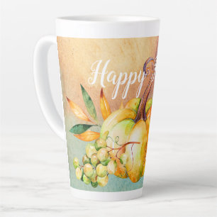 Tasse Latte Happy Fall, Thanksgiving Citrouille avec des raisi