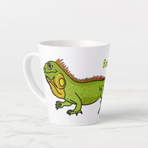 Tasse Latte Happy green iguana cartoon