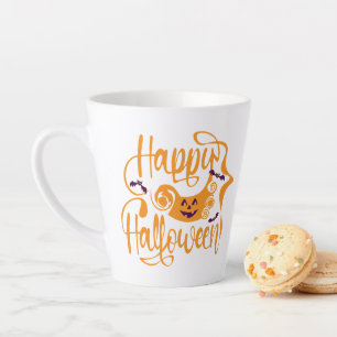 Tasse Latte Happy Halloween chauves-souris Jack-o'-lantern