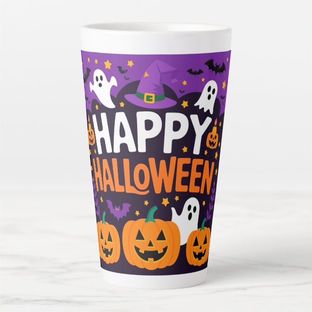 Tasse Latte Happy halloween ghost (Devant)