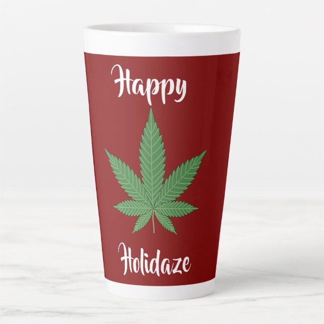 Tasse Latte Happy Holidaze Weed Leaf personnalisée (Devant)