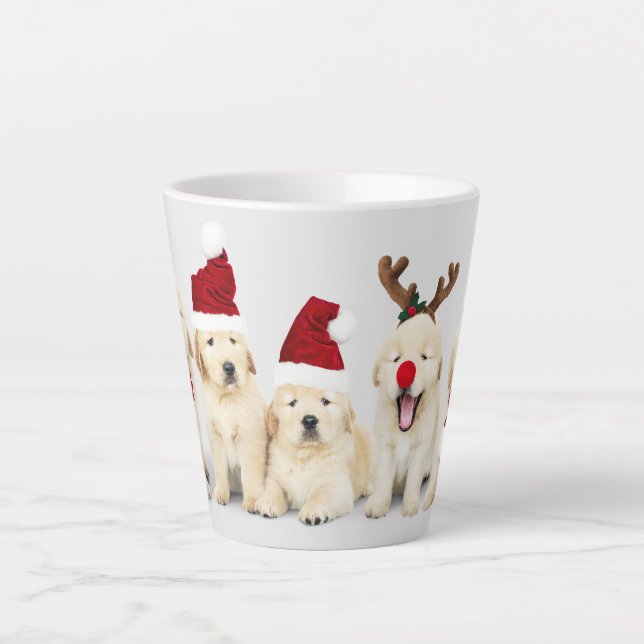 Tasse Latte Happy Howlidays Pet Dog Holiday Photo | Noël (Devant)